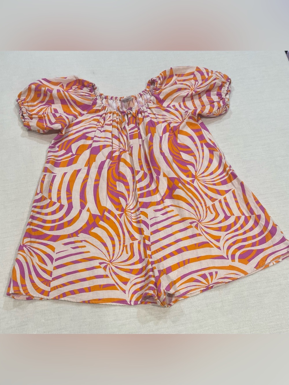 Zara Kids Geometric Linen Blend Romper Playsuit Size 11-12 NWOT